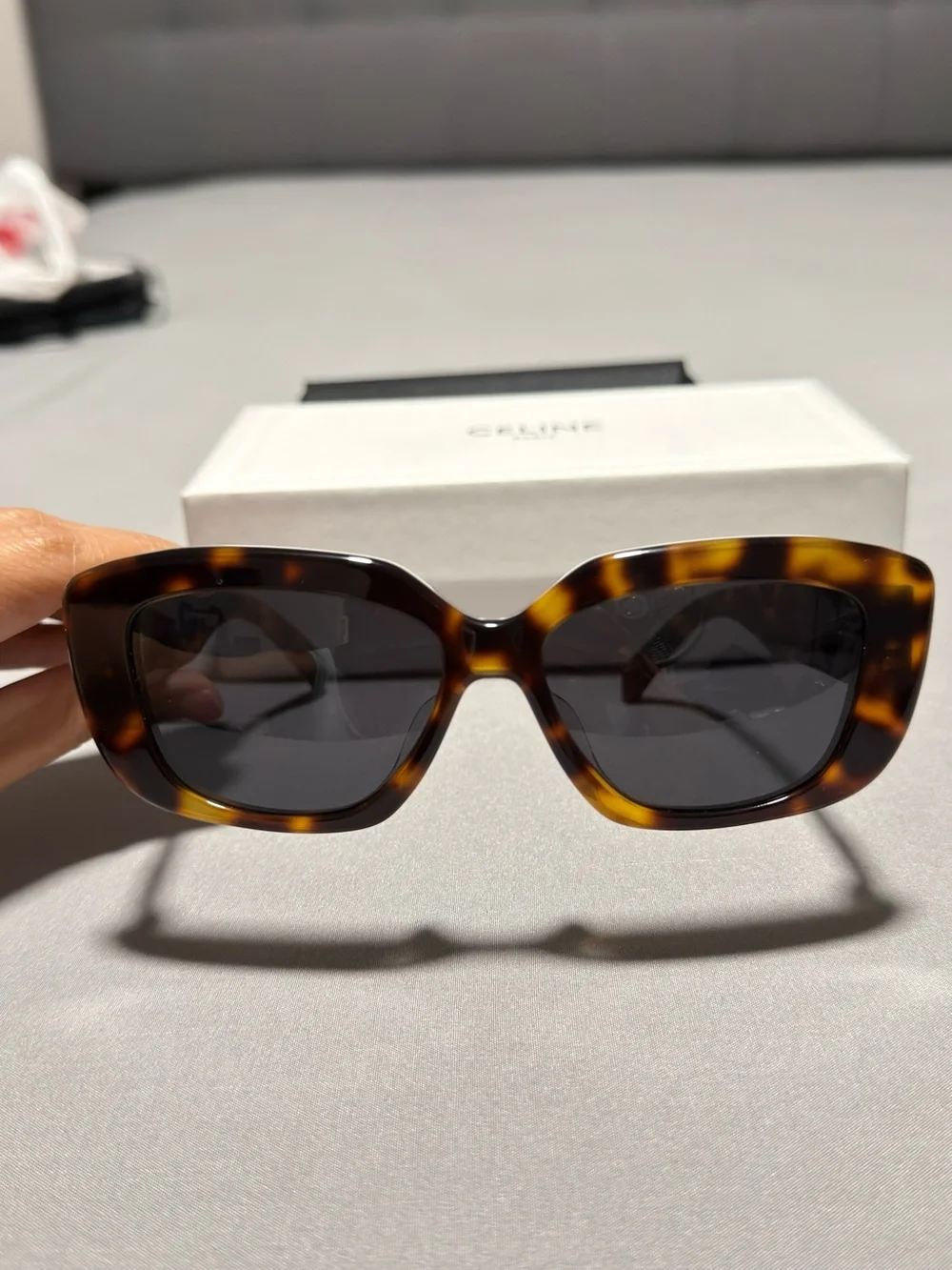 Celine Tortoiseshell Cat-Eye Sunglasses with Dark Lenses